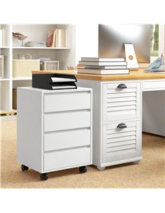 HOMCOM Four-Drawer Office Filing Cabinet, with Wheels - White 2