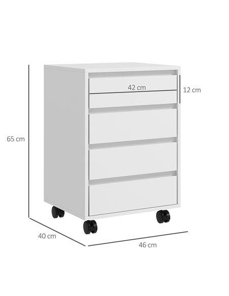 HOMCOM Four-Drawer Office Filing Cabinet, with Wheels - White - pic 132502 | FastDaddyshop