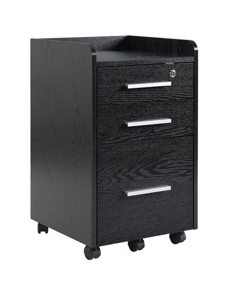 HOMCOM Three-Drawer Lockable Filing Cabinet - Black - pic 132509 | FastDaddyshop