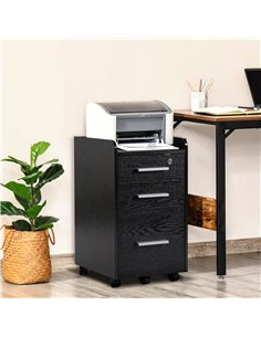 HOMCOM Three-Drawer Lockable Filing Cabinet - Black 2