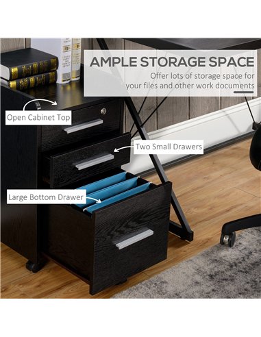 HOMCOM Three-Drawer Lockable Filing Cabinet - Black