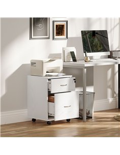 HOMCOM Two Drawer Lockable Filing Cabinet - White Wood Grain 2