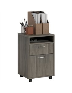 HOMCOM 60cm Filing Cabinet with Drawer, Open Shelf, Metal Handles and 4 Wheels, Office Home Organiser Mobile Printer, Grey