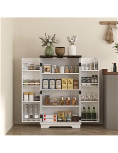 HOMCOM Multi-Storage Farmhouse Style Cabinet - White 2