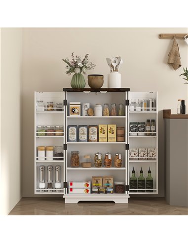 HOMCOM Multi-Storage Farmhouse Style Cabinet - White