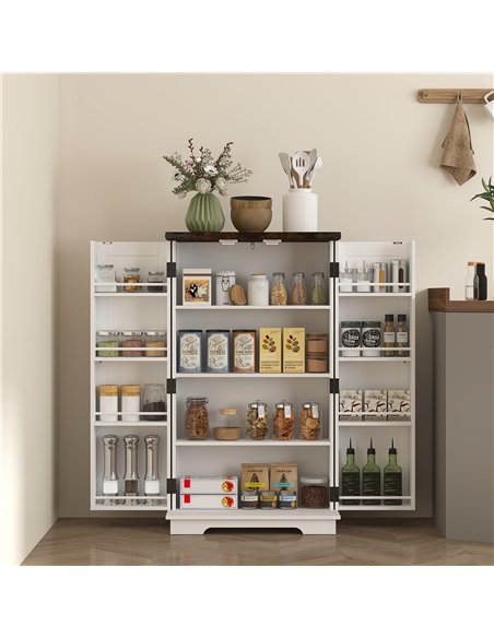 HOMCOM Multi-Storage Farmhouse Style Cabinet - White - pic 132546 | FastDaddyshop