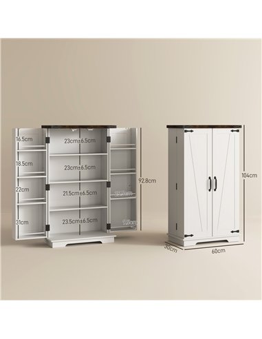 HOMCOM Multi-Storage Farmhouse Style Cabinet - White