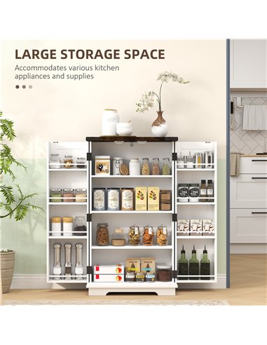 HOMCOM Multi-Storage Farmhouse Style Cabinet - White