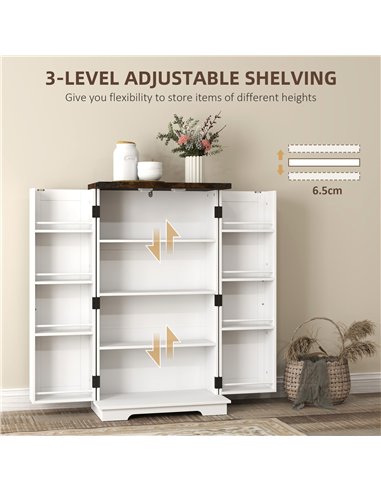HOMCOM Multi-Storage Farmhouse Style Cabinet - White