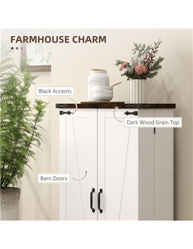 HOMCOM Multi-Storage Farmhouse Style Cabinet - White