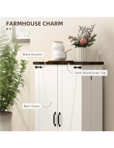 HOMCOM Multi-Storage Farmhouse Style Cabinet - White - pic 132551 | FastDaddyshop