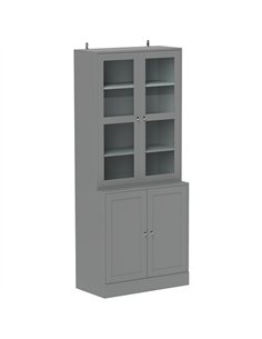 HOMCOM Double Storage Display Cabinet - Grey