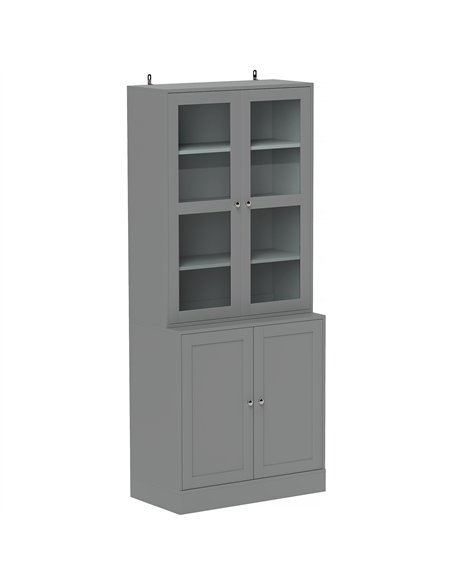 HOMCOM Double Storage Display Cabinet - Grey - pic 132554 | FastDaddyshop