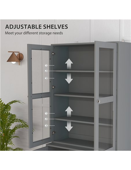 HOMCOM Double Storage Display Cabinet - Grey - pic 132558 | FastDaddyshop