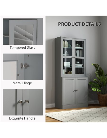 HOMCOM Double Storage Display Cabinet - Grey - pic 132559 | FastDaddyshop