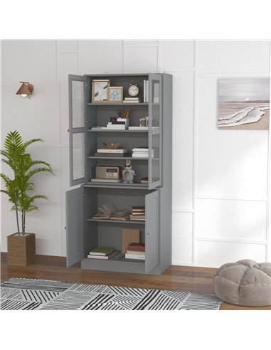 HOMCOM Double Storage Display Cabinet - Grey