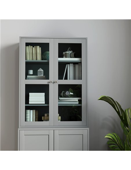 HOMCOM Double Storage Display Cabinet - Grey - pic 132562 | FastDaddyshop