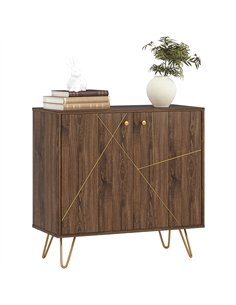 HOMCOM Sideboard Storage Cabinet with Golden Lines, Modern Luxury Living Room Cabinet with Adjustable Shelf, Steel Harpin Legs, 