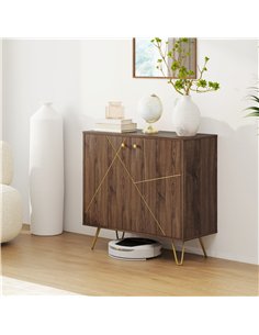 HOMCOM Sideboard Storage Cabinet with Golden Lines, Modern Luxury Living Room Cabinet with Adjustable Shelf, Steel Harpin Legs,  2