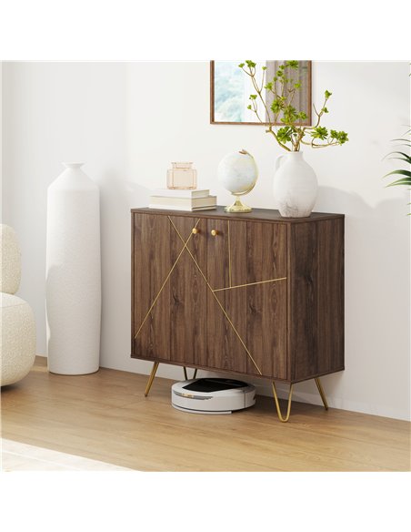 HOMCOM Sideboard Storage Cabinet with Golden Lines, Modern Luxury Living Room Cabinet with Adjustable Shelf, Steel Harpin Legs,  - pic 132564 | FastDaddyshop
