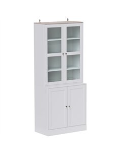 HOMCOM Double Storage Display Cabinet - White
