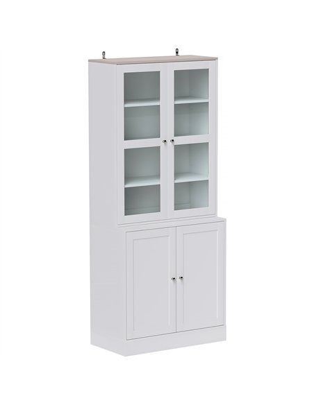 HOMCOM Double Storage Display Cabinet - White - pic 132572 | FastDaddyshop