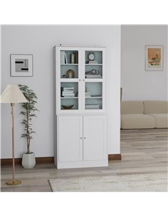 HOMCOM Double Storage Display Cabinet - White 2