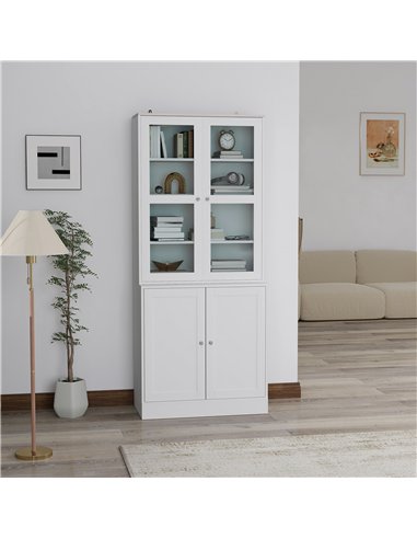 HOMCOM Double Storage Display Cabinet - White