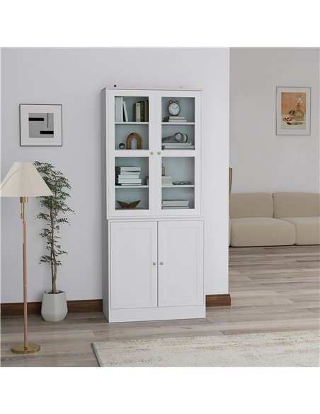 HOMCOM Double Storage Display Cabinet - White - pic 132573 | FastDaddyshop