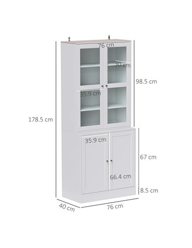 HOMCOM Double Storage Display Cabinet - White