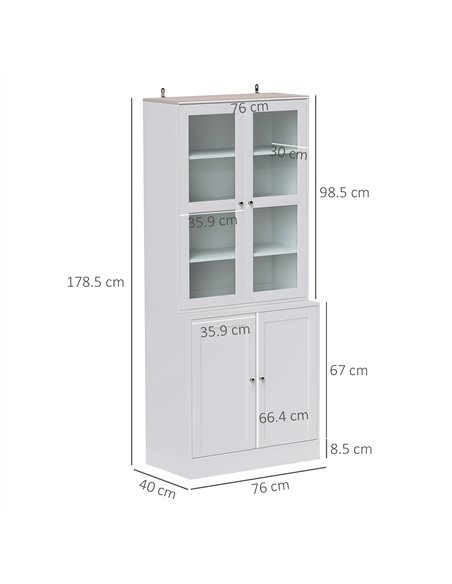 HOMCOM Double Storage Display Cabinet - White - pic 132574 | FastDaddyshop