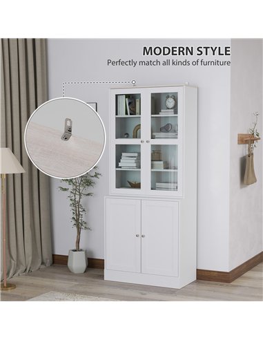 HOMCOM Double Storage Display Cabinet - White
