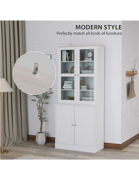 HOMCOM Double Storage Display Cabinet - White - pic 132575 | FastDaddyshop