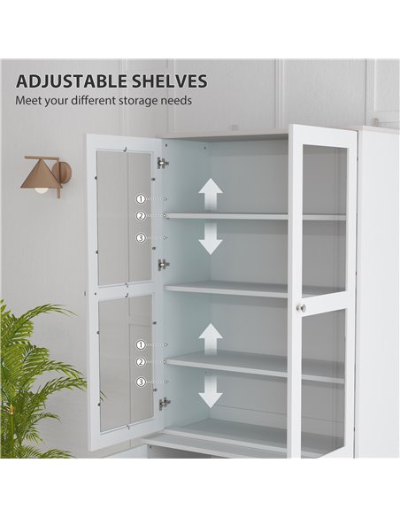 HOMCOM Double Storage Display Cabinet - White - pic 132576 | FastDaddyshop