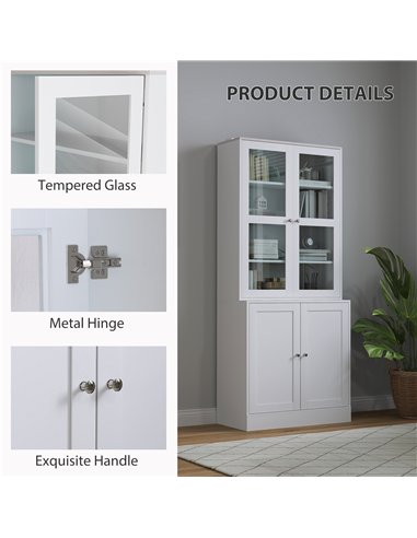 HOMCOM Double Storage Display Cabinet - White
