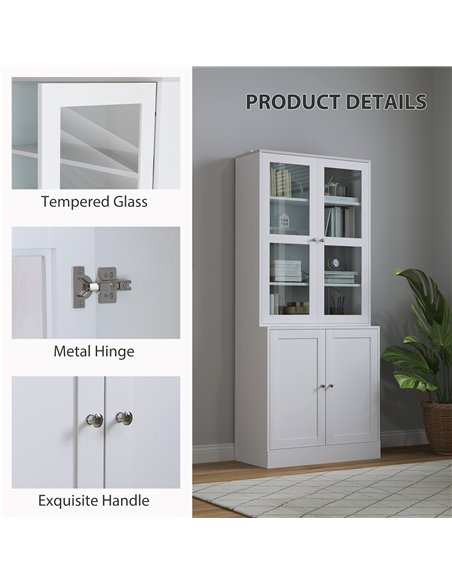 HOMCOM Double Storage Display Cabinet - White - pic 132577 | FastDaddyshop
