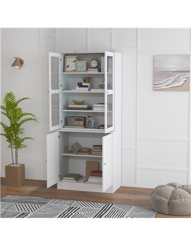 HOMCOM Double Storage Display Cabinet - White