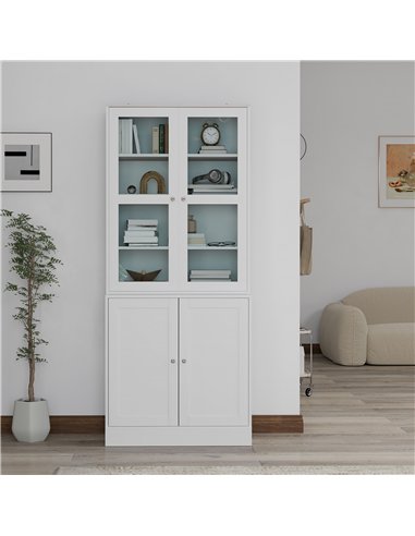 HOMCOM Double Storage Display Cabinet - White