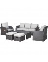Outsunny 6-Piece Rattan Garden Sofa Set with Reclining Armchairs, Grey