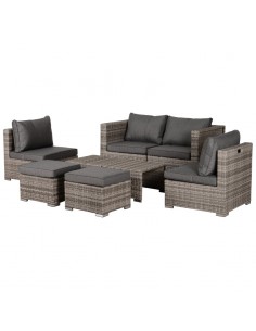 Outsunny 8-Piece Rattan Sofa Set with Cushions, Mixed Grey