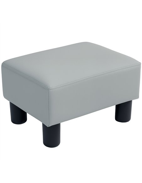 HOMCOM PU Leather Footstool with 4 Plastic Legs, Grey - pic 132644 | FastDaddyshop