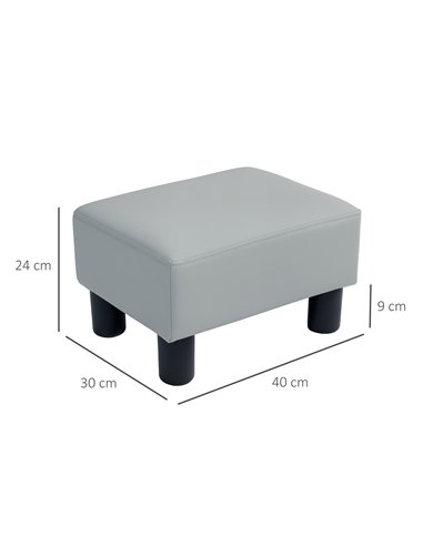 HOMCOM PU Leather Footstool with 4 Plastic Legs, Grey