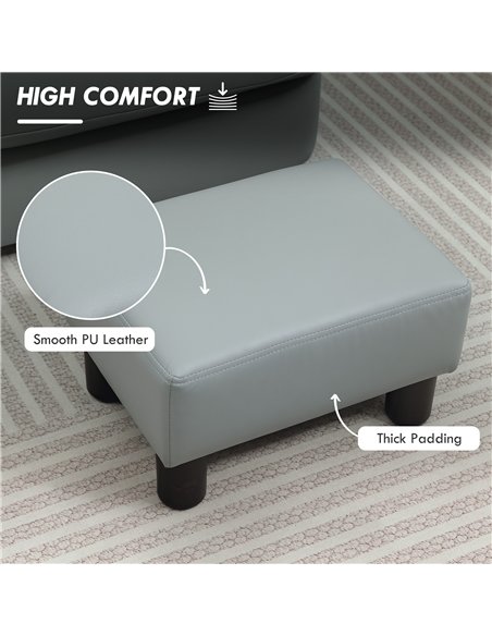 HOMCOM PU Leather Footstool with 4 Plastic Legs, Grey - pic 132647 | FastDaddyshop