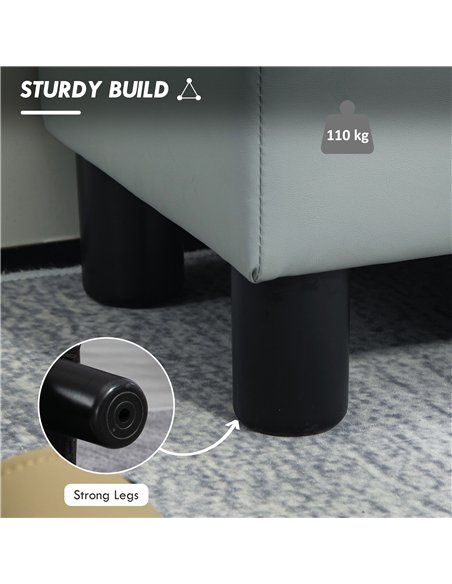 HOMCOM PU Leather Footstool with 4 Plastic Legs, Grey - pic 132648 | FastDaddyshop