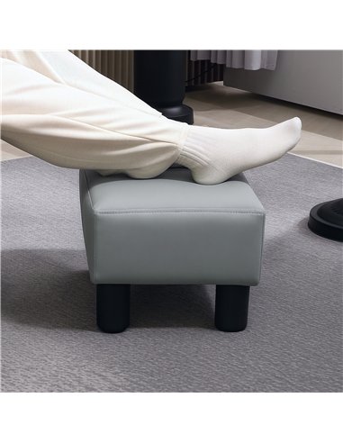 HOMCOM PU Leather Footstool with 4 Plastic Legs, Grey