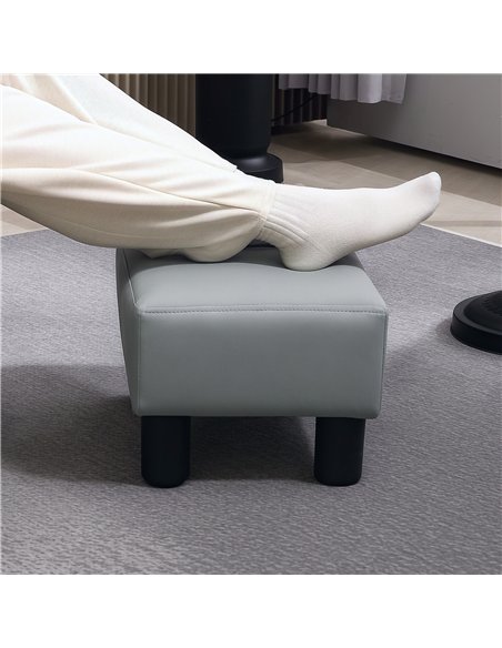 HOMCOM PU Leather Footstool with 4 Plastic Legs, Grey - pic 132649 | FastDaddyshop