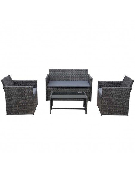Outsunny 4-Seater Rattan Garden Furniture Set with 2-seater Bench, Chairs & Coffee Table, Grey - pic 13265 | FastDaddyshop