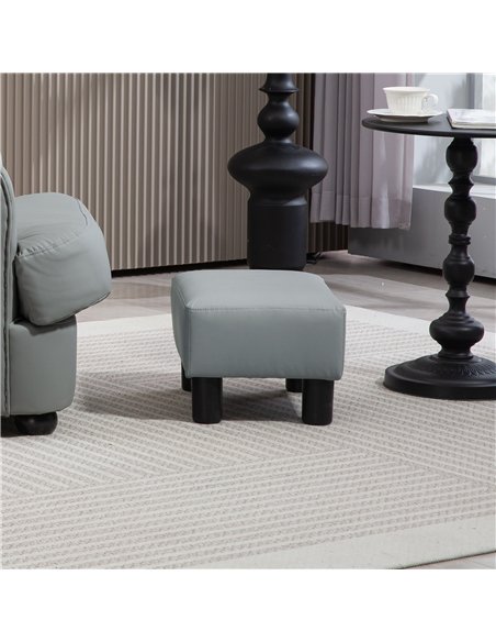 HOMCOM PU Leather Footstool with 4 Plastic Legs, Grey - pic 132651 | FastDaddyshop