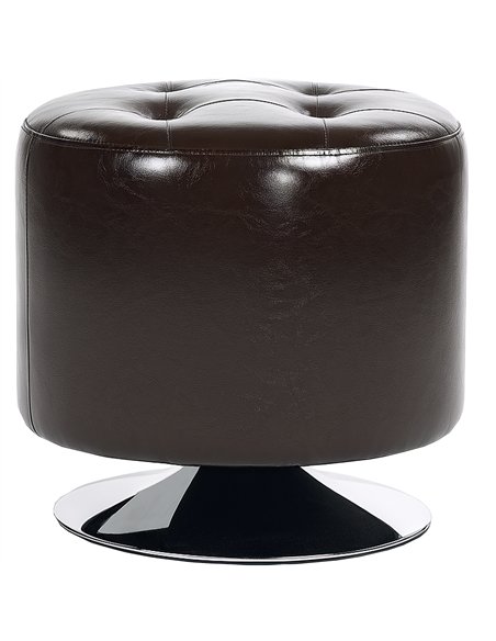 HOMCOM 360° Swivel Foot Stool Round PU Footstool with Thick Sponge Padding and Solid Steel Base, Brown - pic 132653 | FastDaddyshop