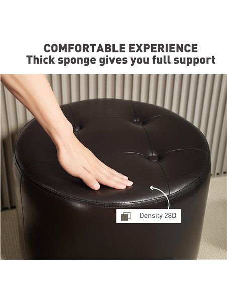 HOMCOM 360° Swivel Foot Stool Round PU Footstool with Thick Sponge Padding and Solid Steel Base, Brown - pic 132659 | FastDaddyshop
